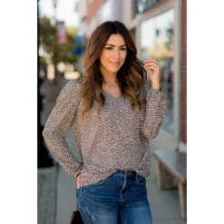 Sketched Leopard Spotted V-Neck Blouse -Women's Clothing Store BB 9011 451c4e33 0076 498f 925a 76e4ea611437