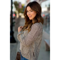 Sketched Leopard Spotted V-Neck Blouse -Women's Clothing Store BB 9018 037533bb f836 4912 bb0c afc229e7db09