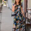 Blossoming Ruffle Accented Maxi Dress