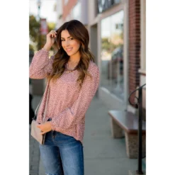 Sketched Leopard Spotted V-Neck Blouse -Women's Clothing Store BB 9043 ef012341 6551 4c1e 9548 62720f0d8dbd