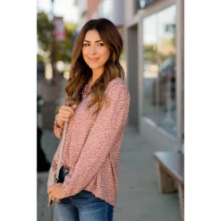 Sketched Leopard Spotted V-Neck Blouse -Women's Clothing Store BB 9045 eb1a85f2 a8b1 4095 b669 a011178674ce