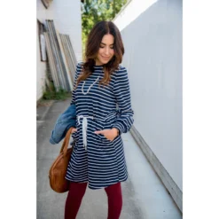 Stripe Tie Waist Pocket Sweatshirt Dress -Women's Clothing Store BB 9070 7eb044b4 20c1 487c 86f0 ddfda19da54f