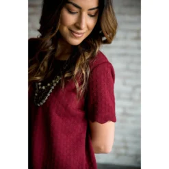 Short Sleeve Textured Scalloped Swing Dress -Women's Clothing Store BB 9076 169bdd03 dc76 4184 8295 3b53f2ca2174