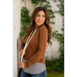 Faux Layered Stripe Lined Hoodie -Women's Clothing Store BB 9079 70235fd4 68d7 44c4 8a2f e49014ef78ff