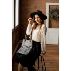 Textured Dots Cinched Sleeve Blouse -Women's Clothing Store BB 9098 1