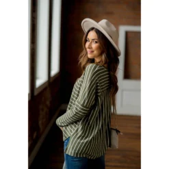 Striped Side Slit Long Tee -Women's Clothing Store BB 9124 3f041688 d6ca 403c a6b8 f3d7d304b90e