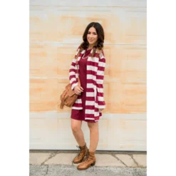 Wide Striped Cardigan -Women's Clothing Store BB 9138