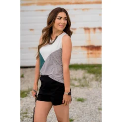 Tri Blocked Striped Tank -Women's Clothing Store BB 9153 363f1f18 67a2 418c ae3a ce4fdd86200e