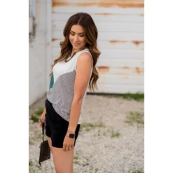 Tri Blocked Striped Tank -Women's Clothing Store BB 9155 ffcb01be 5ce4 45a3 9cc1 3d86c4115e7c