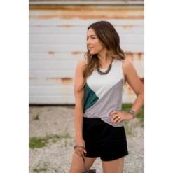 Tri Blocked Striped Tank -Women's Clothing Store BB 9156 d0643d38 2f5b 4c35 bf10 ca03783f9c4c