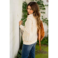 Double Mixed Striped Hoodie -Women's Clothing Store BB 9177