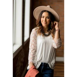 White Lace Sleeve Tee