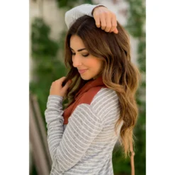 Betsey's Striped Chevron Cowl Neck -Women's Clothing Store BB 9205