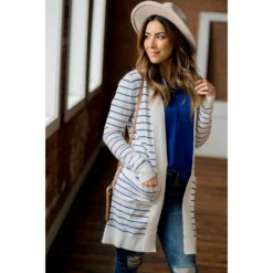 Thin Striped Cardigan-White -Women's Clothing Store BB 9207 70f75e2f e7ce 41f9 9aab 4625f1750985