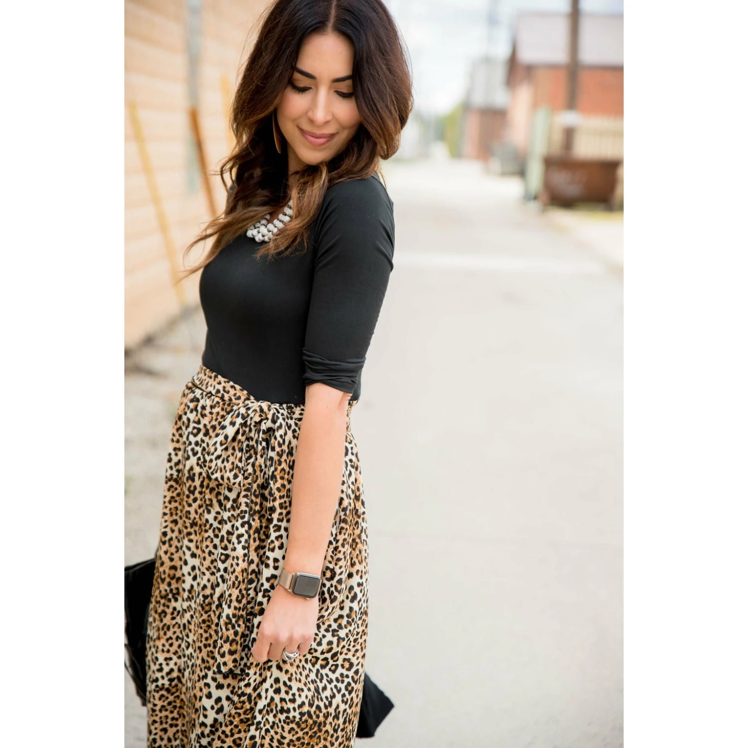 3/4 Sleeve Leopard Bottom Maxi 3 3/4 Sleeve Leopard Bottom Maxi - Image 3