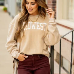 Bold Midwest Ribbed Crewneck -Women's Clothing Store BB 9254 1863514c ff9d 484b bbd7 a22c8484f825 453518