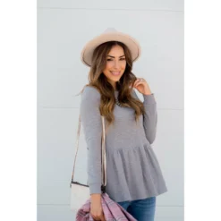 Solid Peplum Sweatshirt -Women's Clothing Store BB 9260 9cdfc77a 577b 4bcd bdce 70ed767890c0