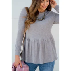 Solid Peplum Sweatshirt -Women's Clothing Store BB 9266 7001d2be a2f8 4871 8ac5 7bb7185abd7f