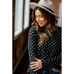 Solid Trimmed Long Sleeve Polka Dot Tee -Women's Clothing Store BB 9267 948c1f22 acf6 4e85 b51d 34e87c92e892