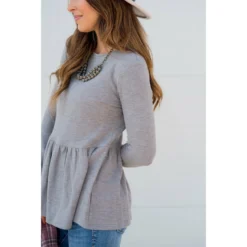 Solid Peplum Sweatshirt -Women's Clothing Store BB 9267 b5f803e1 ffb0 49c9 8932 b6a9d907eb3d