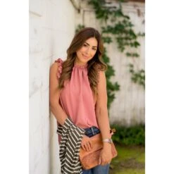 Dressy Ruffle Cinch Tank Blouse