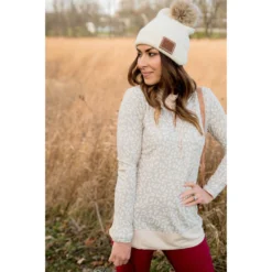 Cheetah Solid Trimmed Cowl Neck -Women's Clothing Store BB 9318 1