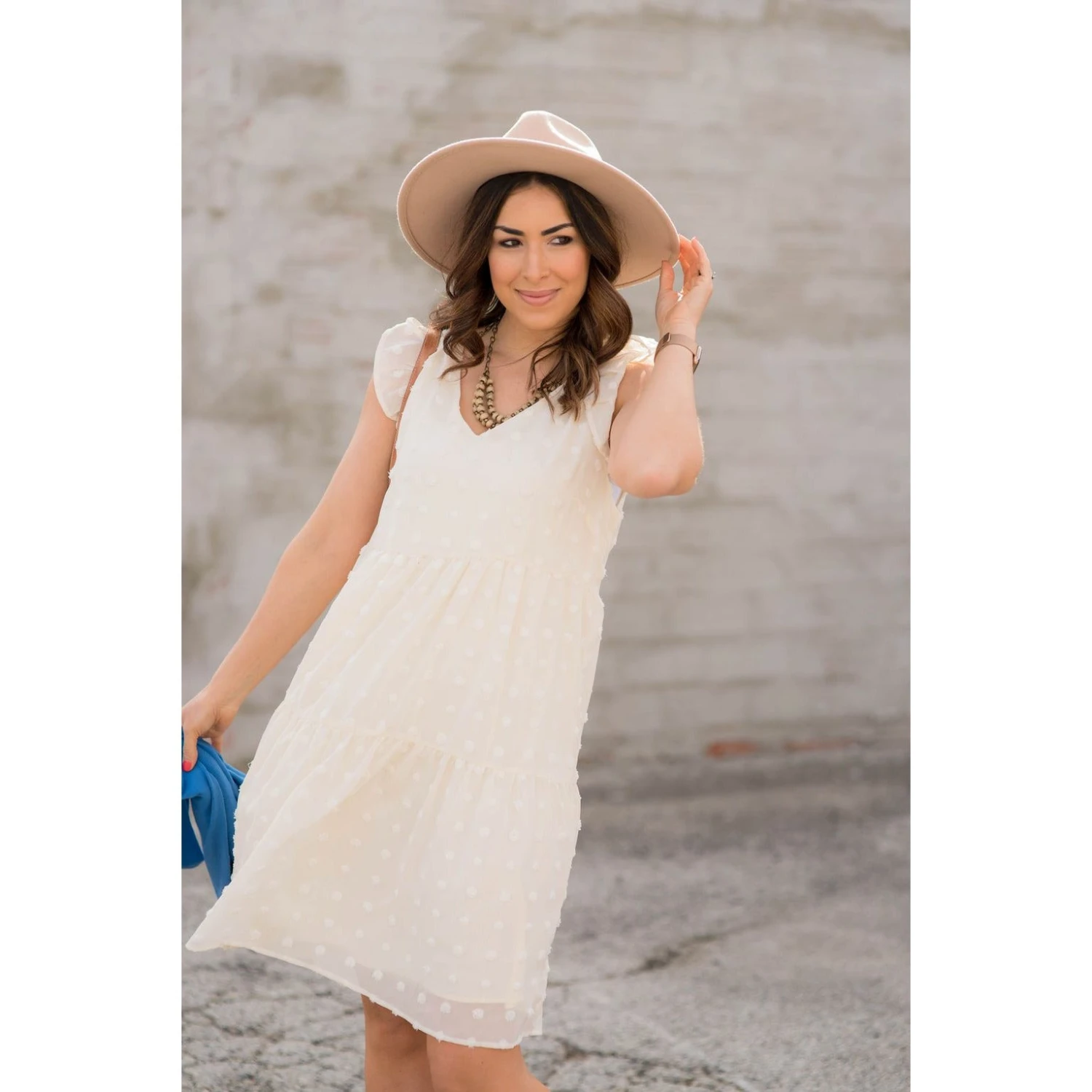 Tiered Textured Dot Dress 2 Tiered Textured Dot Dress - Image 2