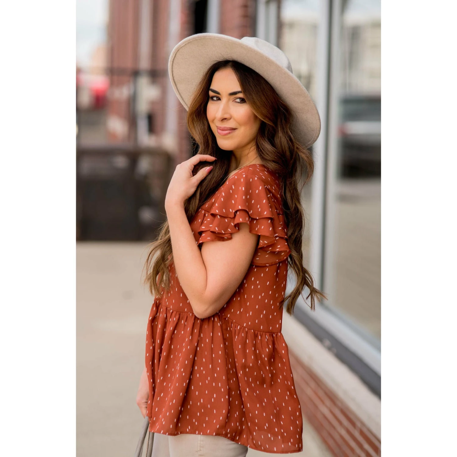 Short Sleeve Dash Patterned Blouse 13 Short Sleeve Dash Patterned Blouse - Image 13