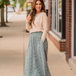 Bouquets Button Accent Maxi Skirt -Women's Clothing Store BB 9359 156127