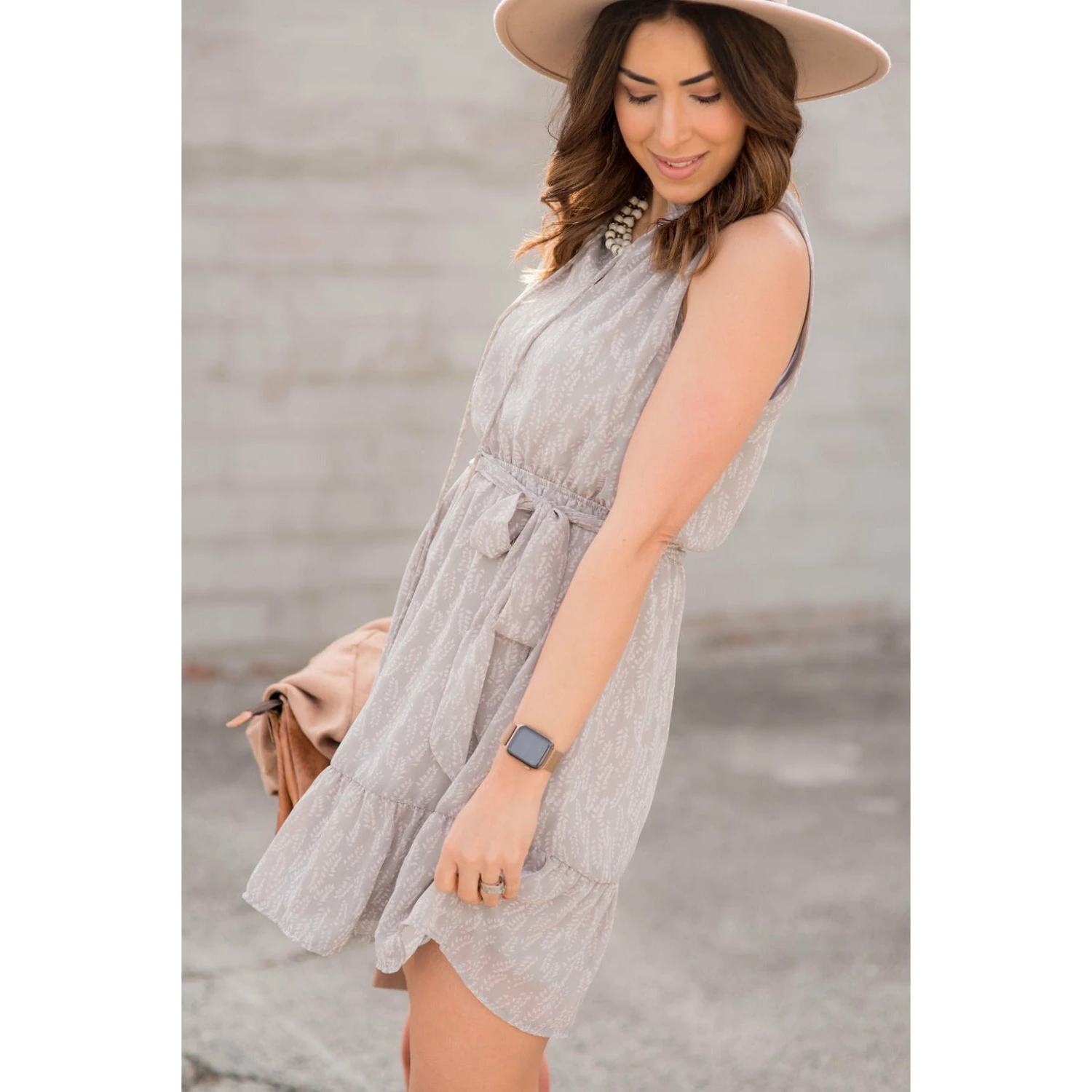 Leaf Printed Ruffled Tie Dress 11 Leaf Printed Ruffled Tie Dress - Image 11