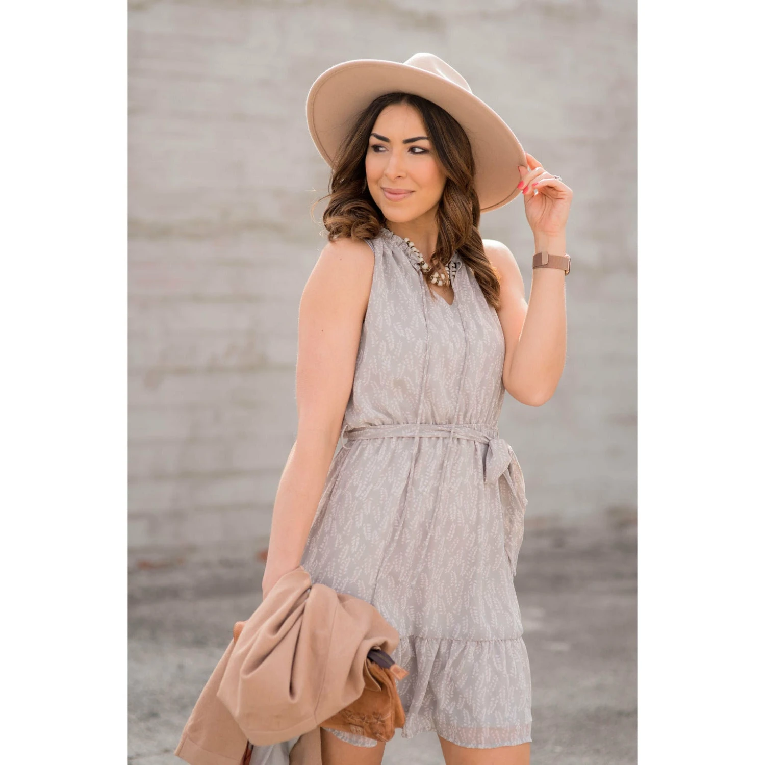 Leaf Printed Ruffled Tie Dress 1 Leaf Printed Ruffled Tie Dress