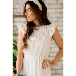 Eyelet Ruffle Trim Bibbed Dress -Women's Clothing Store BB 9366 54f20ada 45fe 426d a802 5d2bef23342a