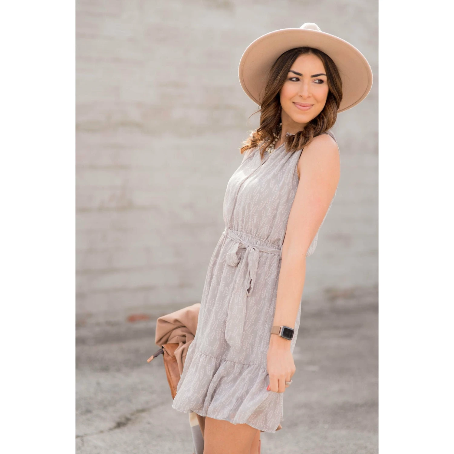 Leaf Printed Ruffled Tie Dress 14 Leaf Printed Ruffled Tie Dress - Image 14