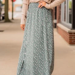 Bouquets Button Accent Maxi Skirt -Women's Clothing Store BB 9375 142339
