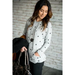 Grey/Black Polka Dot Hoodie