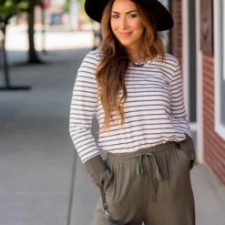 Striped Button Accent Long Sleeve -Women's Clothing Store BB 9395 a8623262 32ca 48cb bd36 ed46fc1e67db 560730