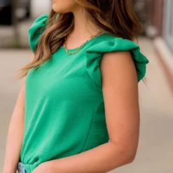 Puffed Flutter Trim Blouse -Women's Clothing Store BB 9402 2bea1dd6 1d6b 42b9 972a 477889641569 813681