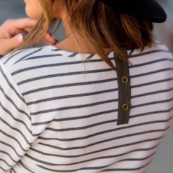 Striped Button Accent Long Sleeve -Women's Clothing Store BB 9417 79904693 eda9 4ed9 b084 8e0a0f8361ad 608223