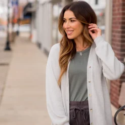 Waffle Button Accent Cardigan -Women's Clothing Store BB 9441 08c1b864 6c74 4d81 bb21 14517e7a86d4 187903