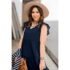 Tiered Textured Dot Dress 26 Tiered Textured Dot Dress -Women's Clothing Store BB 9452