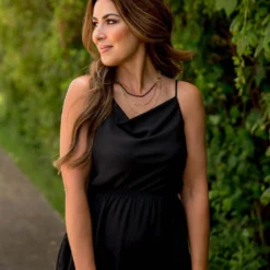 Draped Collar Thin Strapped Maxi Dress -Women's Clothing Store BB 9464 Copy 586022