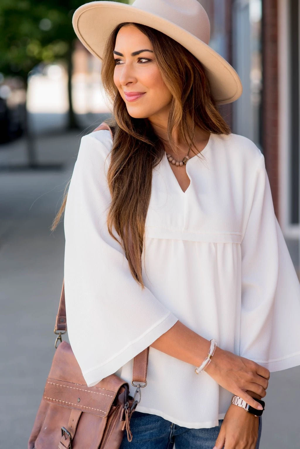 Bell Sleeve Peplum V Blouse 14 Bell Sleeve Peplum V Blouse - Image 14