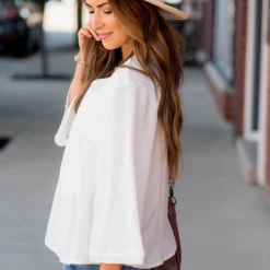 Bell Sleeve Peplum V Blouse 36 Bell Sleeve Peplum V Blouse -Women's Clothing Store BB 9484 406315