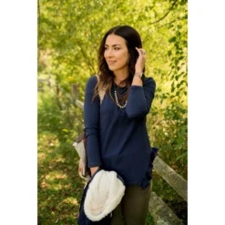 Ruffle V Slit Sweatshirt -Women's Clothing Store BB 9496