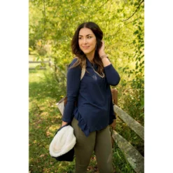 Ruffle V Slit Sweatshirt -Women's Clothing Store BB 9498 476776