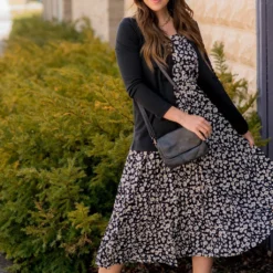 Floral Pleated Bottom Midi Dress -Women's Clothing Store BB 9506 0383bc2a e9eb 4eac a3c6 785cf564546d 505154