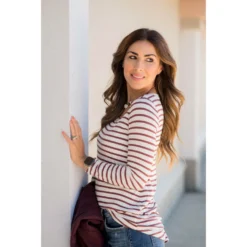 Thin Striped Long Sleeve Tee -Women's Clothing Store BB 9513 bf11706a ec46 4155 8fda 8f74de8f9b27