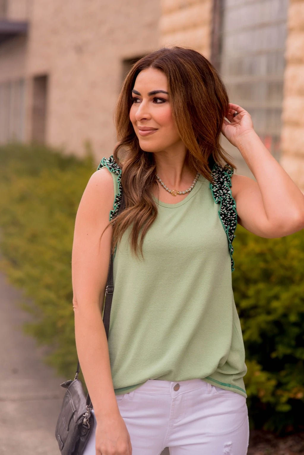 Spotted Ruched Strap Tank 2 Spotted Ruched Strap Tank - Image 2