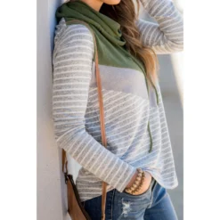 Betsey's Striped Chevron Cowl Neck -Women's Clothing Store BB 9529