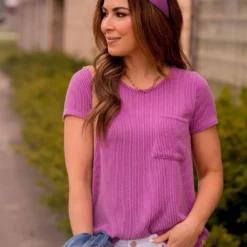 Ribbed Pocket Tee -Women's Clothing Store BB 9551 977160